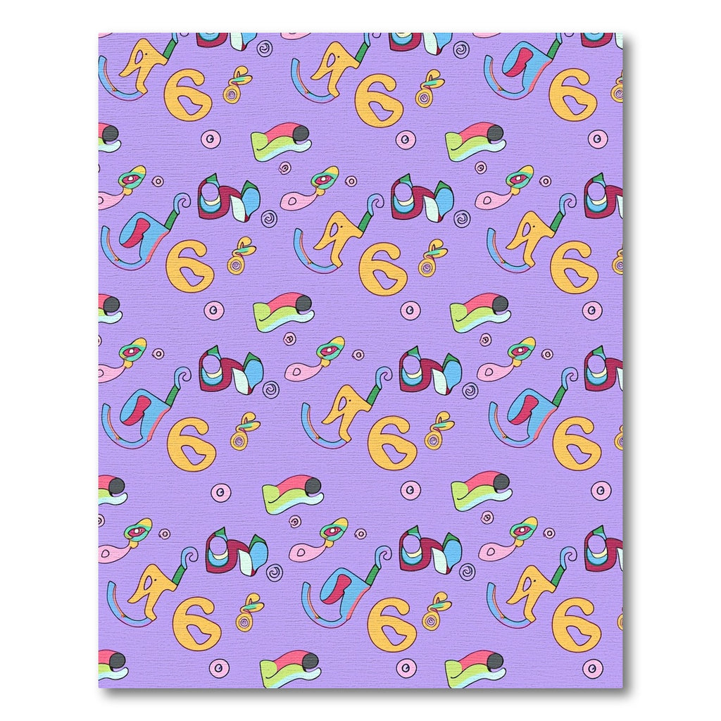 Playful Yellow Number Six Abstract Shapes Rug