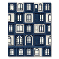 Neoclassical Navy Architectural Facade Grid Rug