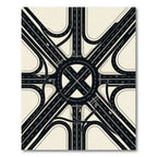Modern Black and White Intersection Grid Rug