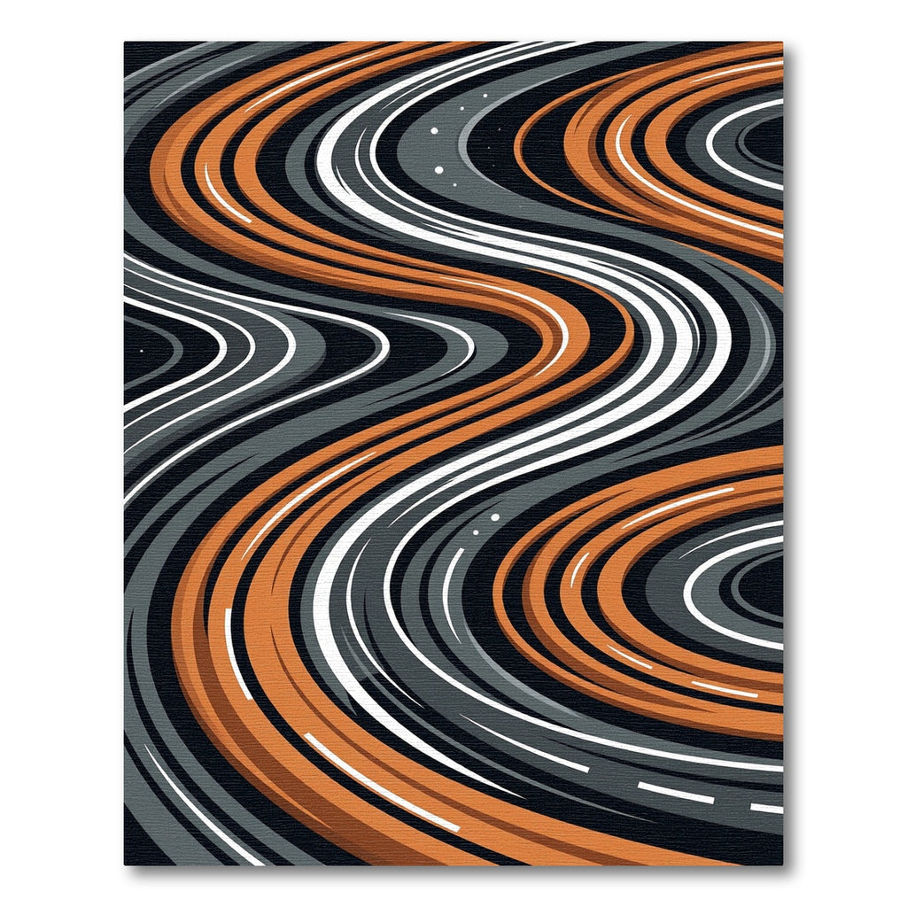 Abstract Copper and Charcoal Flowing Curve Rug