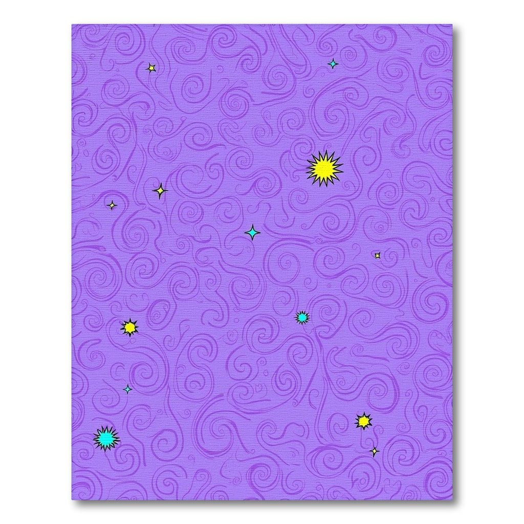Purple Swirls with Yellow Stars Rug