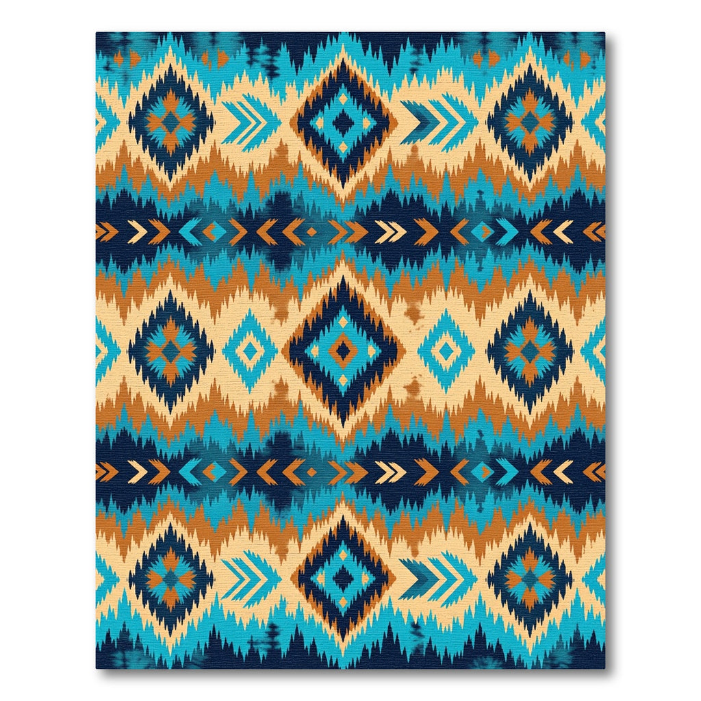 Bold Teal Orange Southwestern Diamond Accent Rug