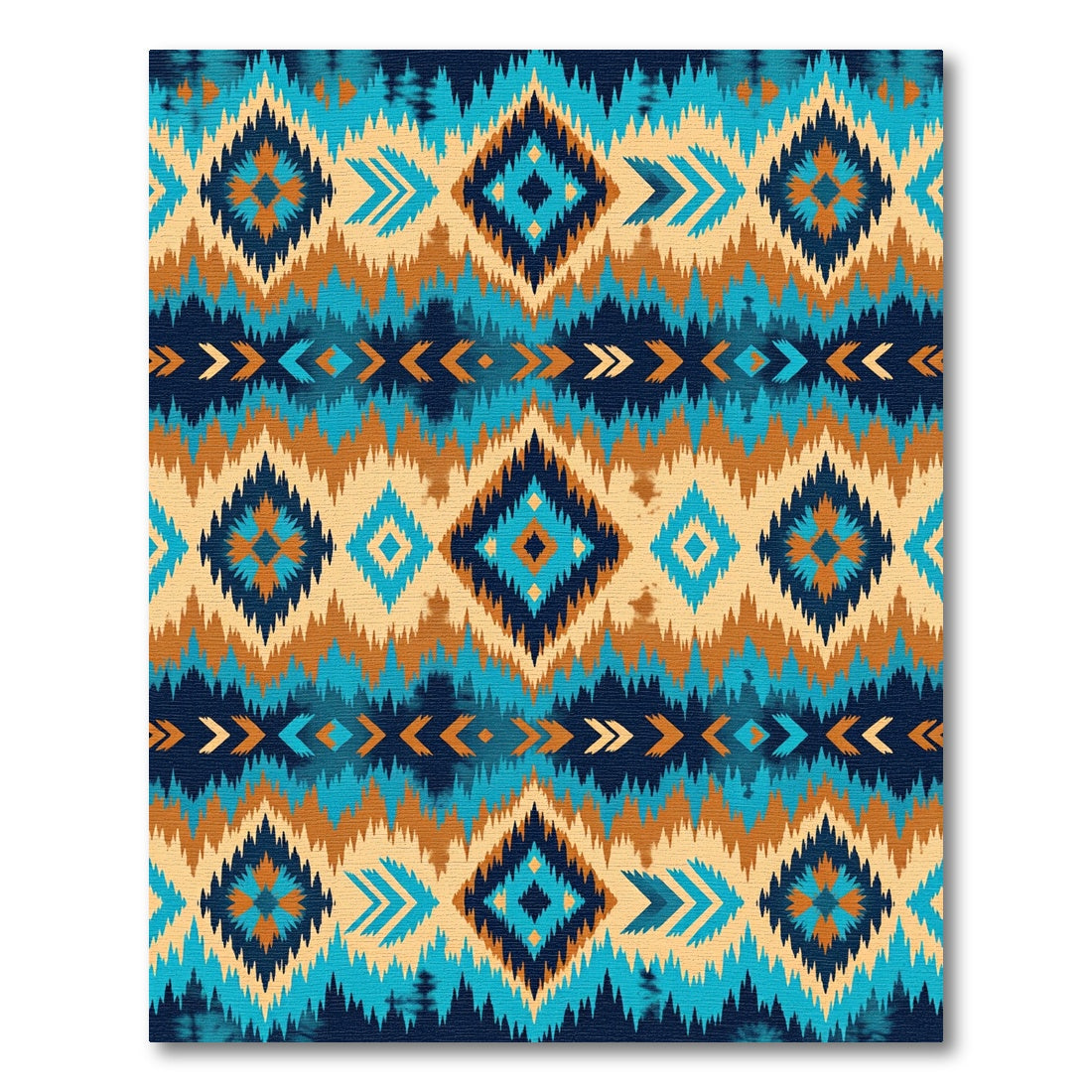 Bold Teal Orange Southwestern Diamond Accent Rug