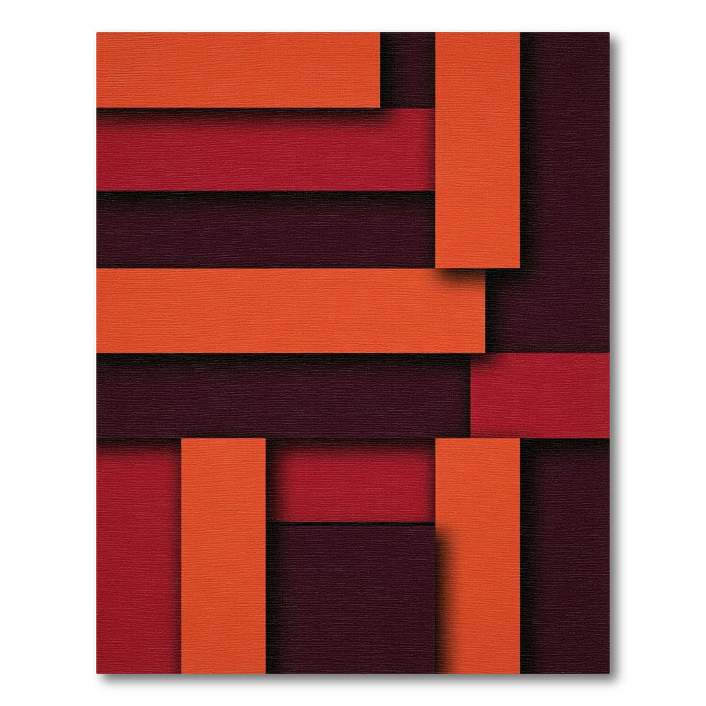 Bold Geometric Orange and Crimson Blocks Rug