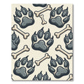 Playful Gray Paw Bone Cream Background Rug