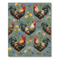 Farmhouse Rooster and Wildflower Sage Rug