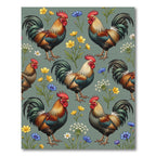 Farmhouse Rooster and Wildflower Sage Rug