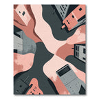 Modern Pink Textured Abstract Buildings Rug