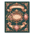 Ornate Floral Scroll Emblem Teal Rug