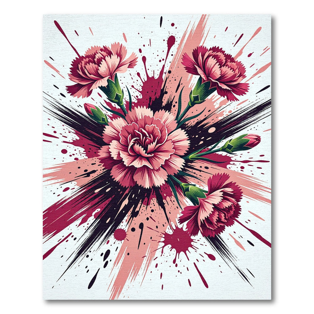Vibrant Pink Carnation Floral Splash Rug