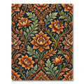 Elegant Amber Floral Damask Scroll Rug