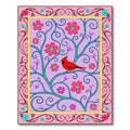 Whimsical Red Cardinal Floral Vine Rug