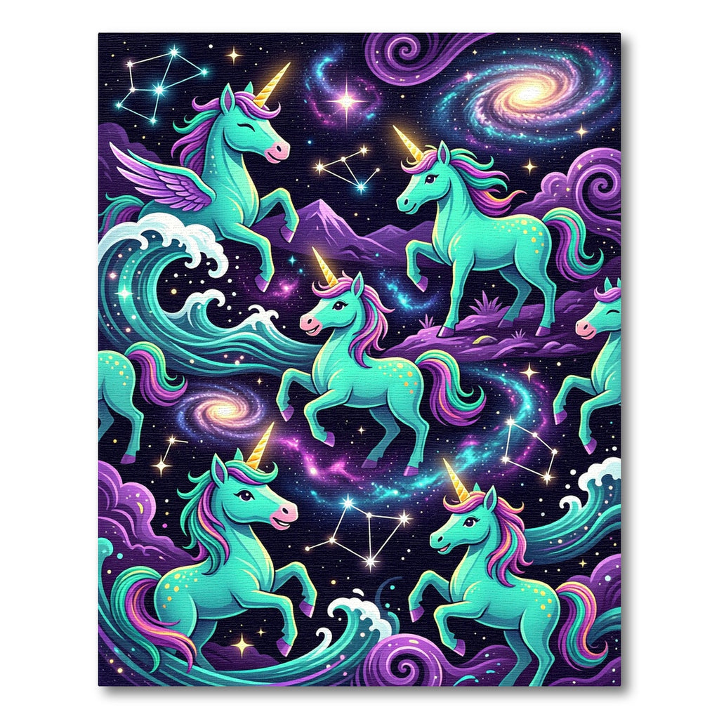 Cosmic Celestial Unicorn Galaxy Wave Art Rug