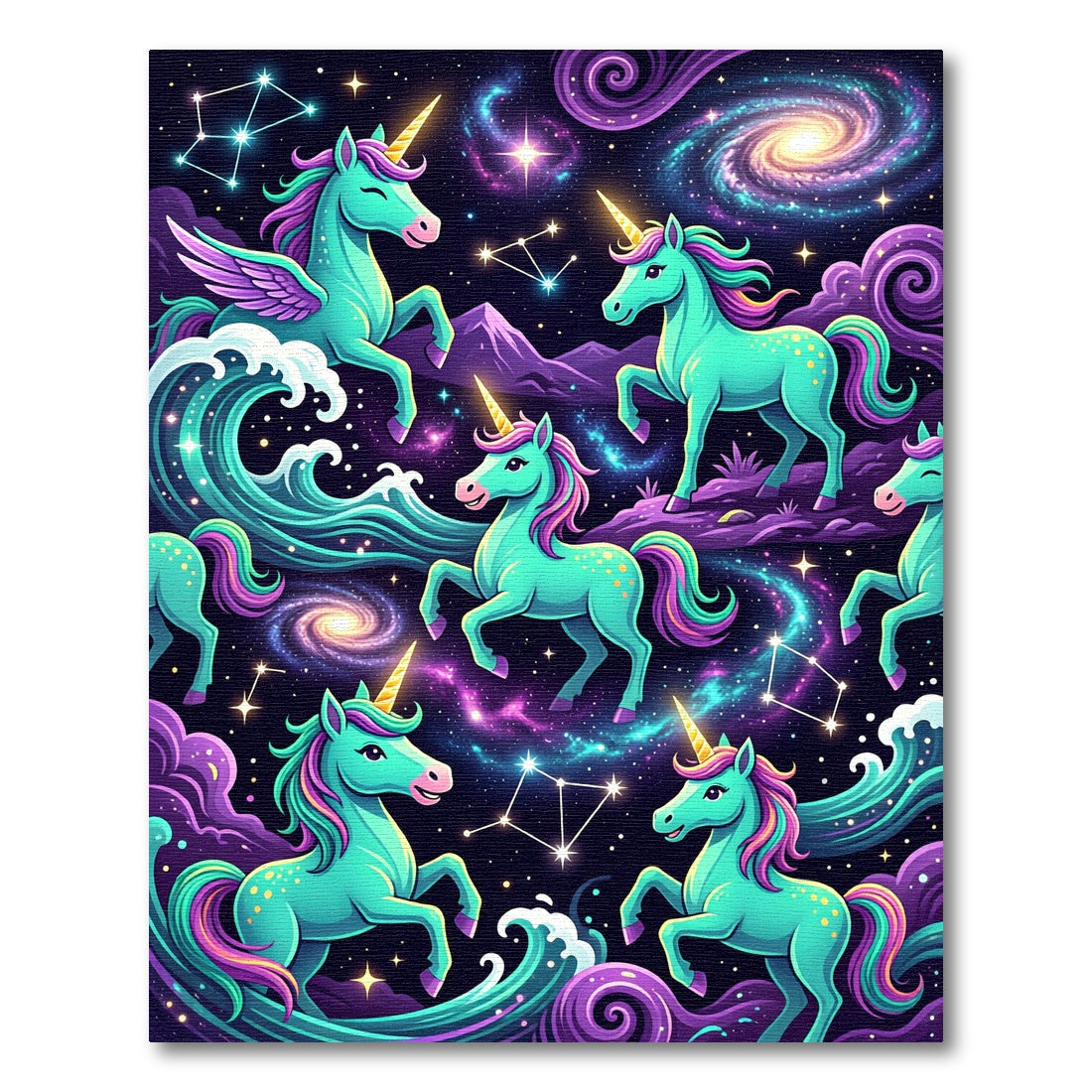 Cosmic Celestial Unicorn Galaxy Wave Art Rug