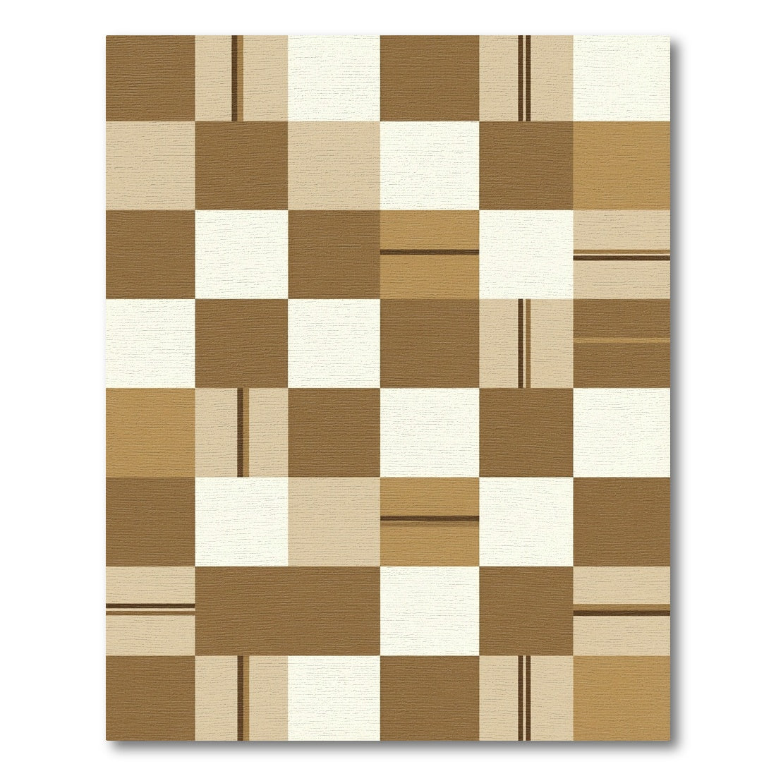 Neutral Brown And Beige Geometric Grid Rug