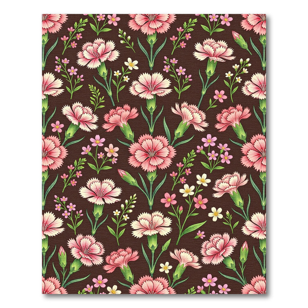 Pink Carnation Garden Floral Whimsical Rug