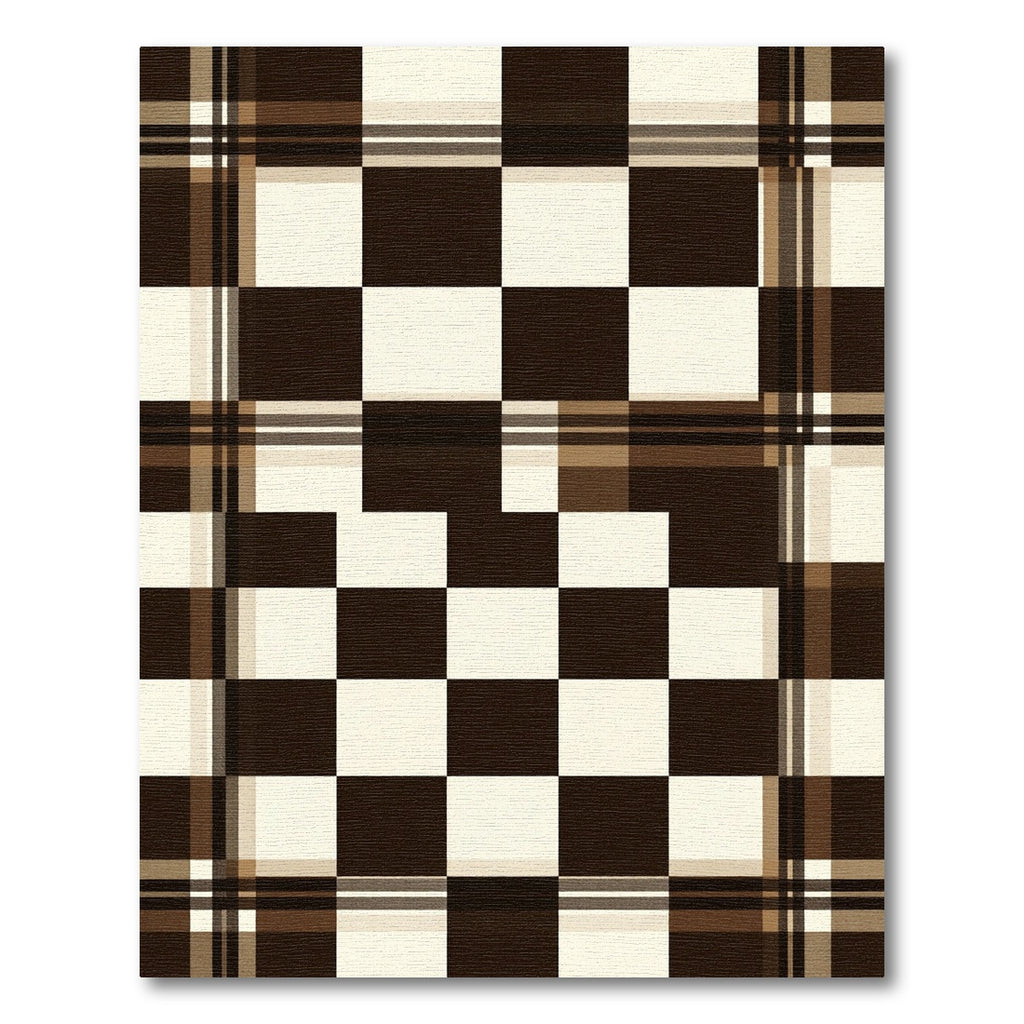 Brown Cream Checkered Tartan Plaid Rug