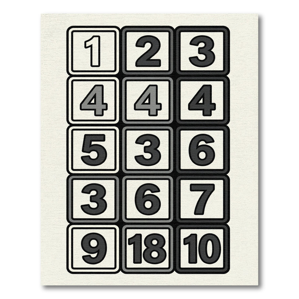 Modern Number Grid Monochromatic Tile Rug