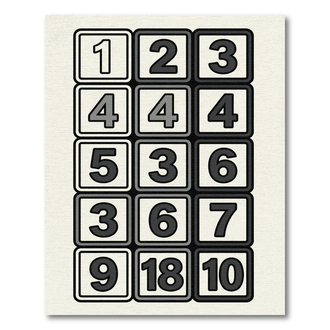 Modern Number Grid Monochromatic Tile Rug