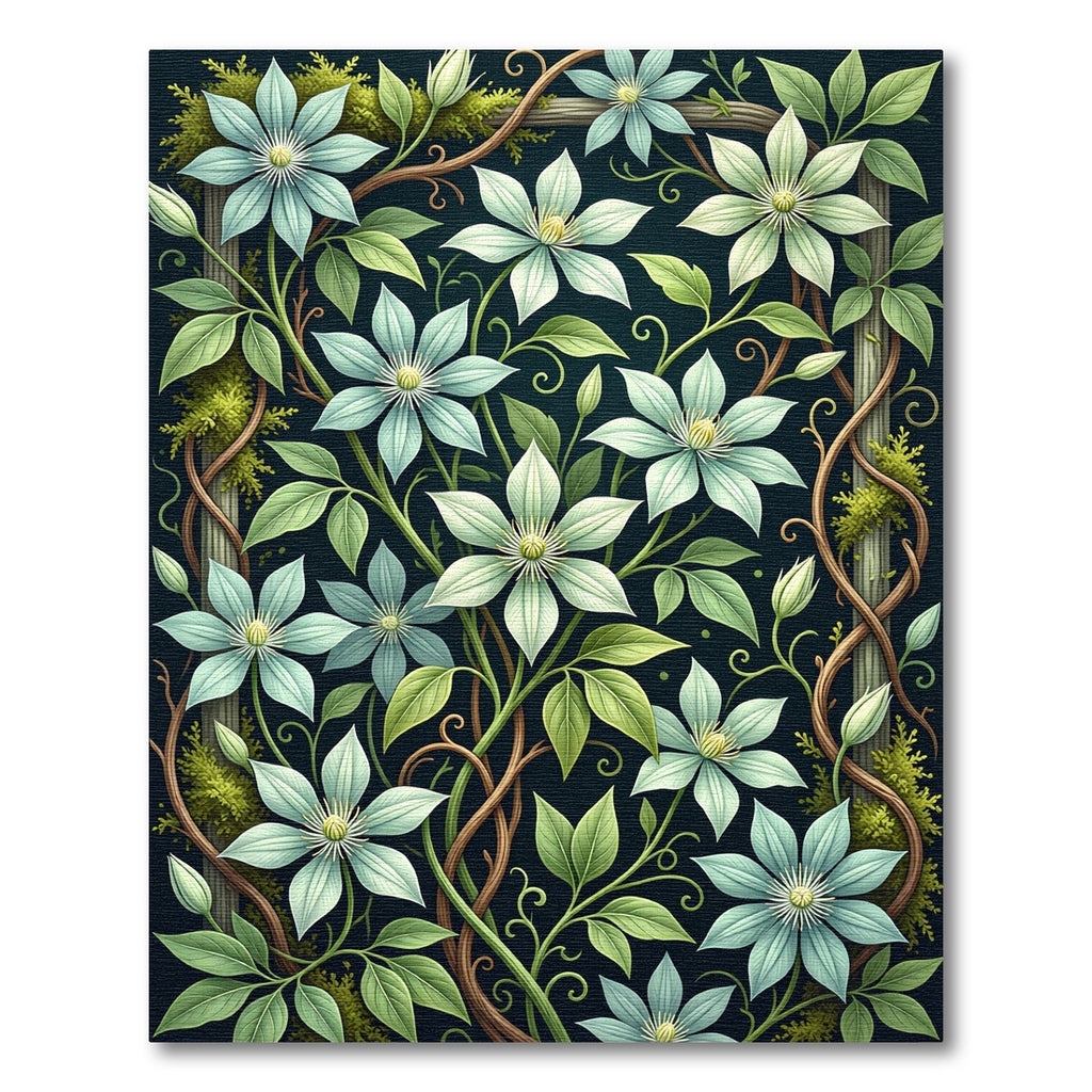 Pale Blue Floral Garden Vines Rug
