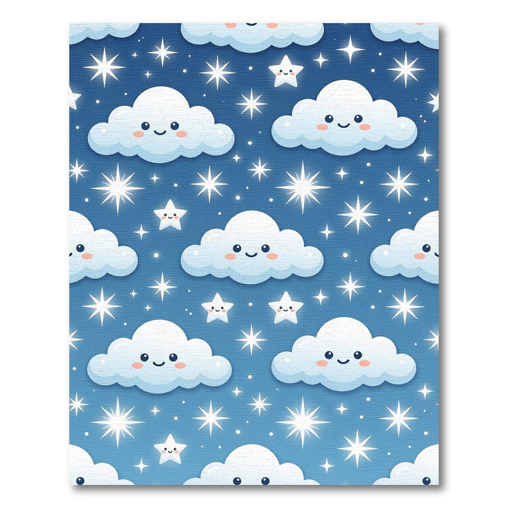 Cute Smiling Cloud and Starry Sky Rug