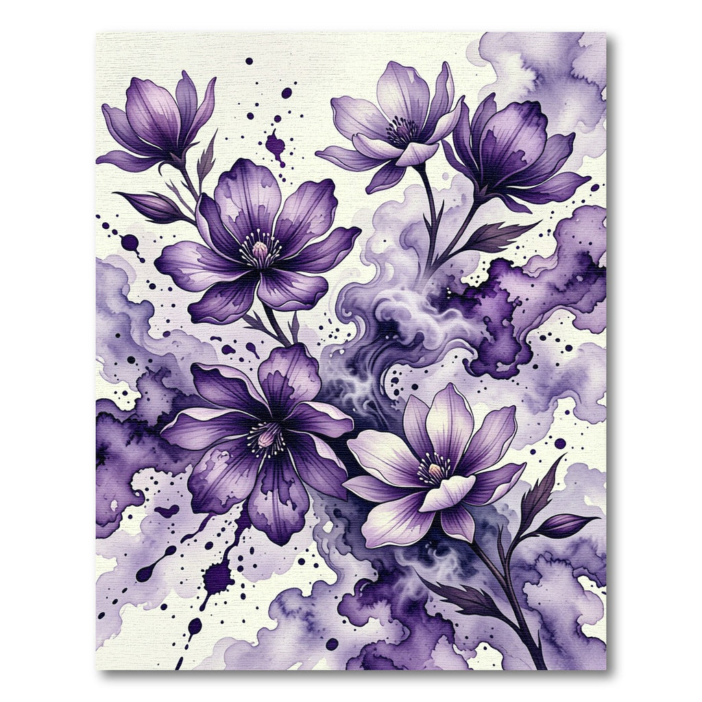 Ethereal Purple Watercolor Floral Cloud Rug