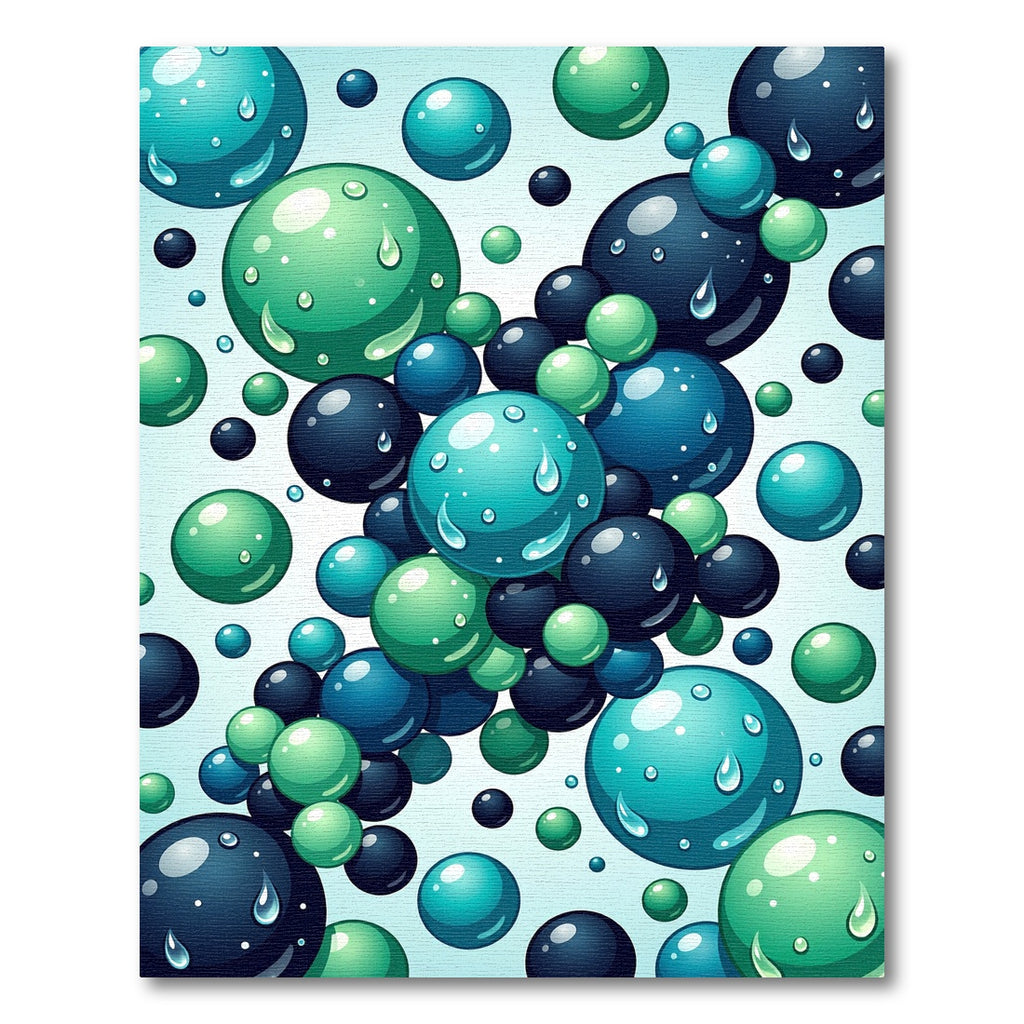 Aqua Teal and Navy Floating Spheres Rug