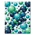 Aqua Teal and Navy Floating Spheres Rug