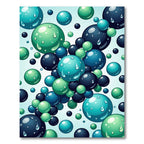 Aqua Teal and Navy Floating Spheres Rug