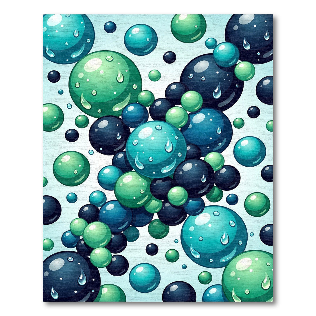 Aqua Teal and Navy Floating Spheres Rug