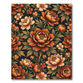 Burnt Orange Peony Botanical Arrangement Rug