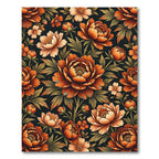Burnt Orange Peony Botanical Arrangement Rug