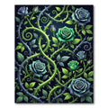 Dark Emerald Rose Twining Briar Rug