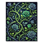Dark Emerald Rose Twining Briar Rug