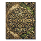 Ornate Golden Medallion Emerald Floral Rug