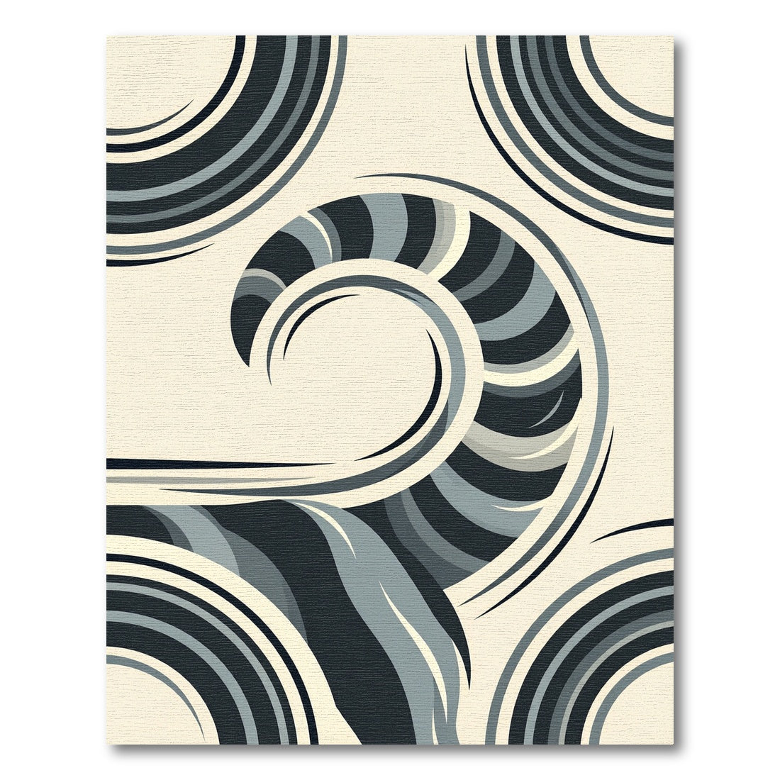 Modern Monochrome Abstract Swirl Art Rug