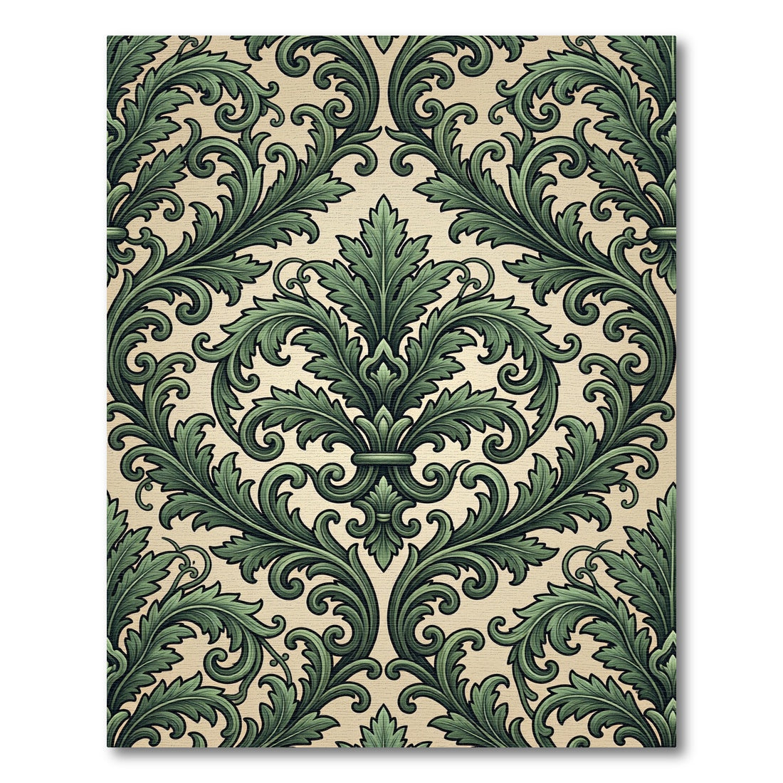 Emerald Green Damask Acanthus Scroll Rug