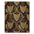 Gilded Leopard Portrait Ornate Damask Rug