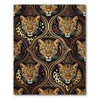 Gilded Leopard Portrait Ornate Damask Rug