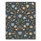 Elegant Gray and Gold Tulip Damask Rug