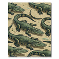 Alligator Reptile Green Safari Illustration Rug