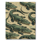 Alligator Reptile Green Safari Illustration Rug