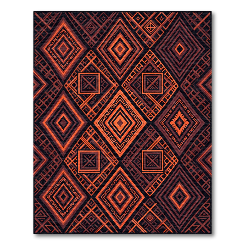 Bold Burnt Orange Geometric Diamond Area Rug
