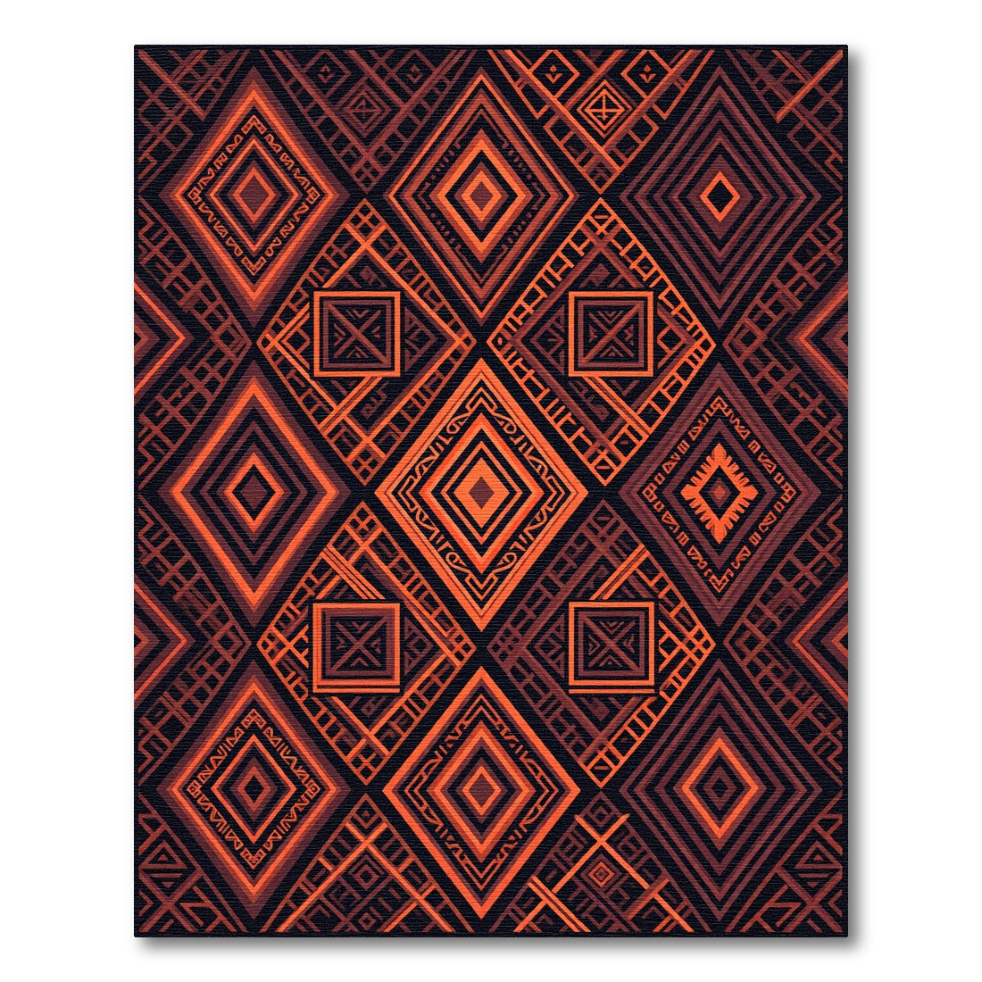 Bold Burnt Orange Geometric Diamond Area Rug