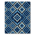 Indigo Blue Geometric Diamond Ikat Rug