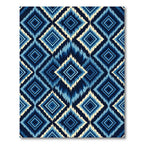Indigo Blue Geometric Diamond Ikat Rug