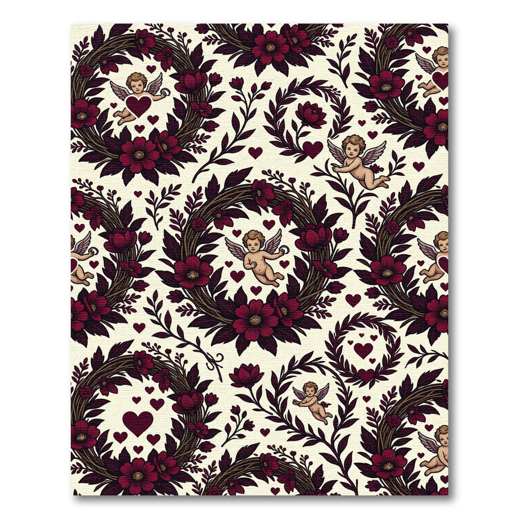 Crimson Cupid Garland Heart Rug