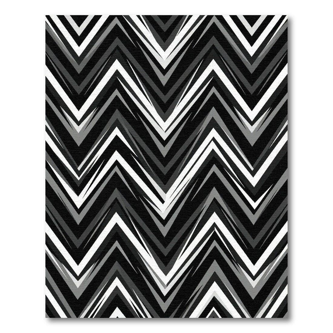 Monochromatic Geometric Jagged Chevron Rug