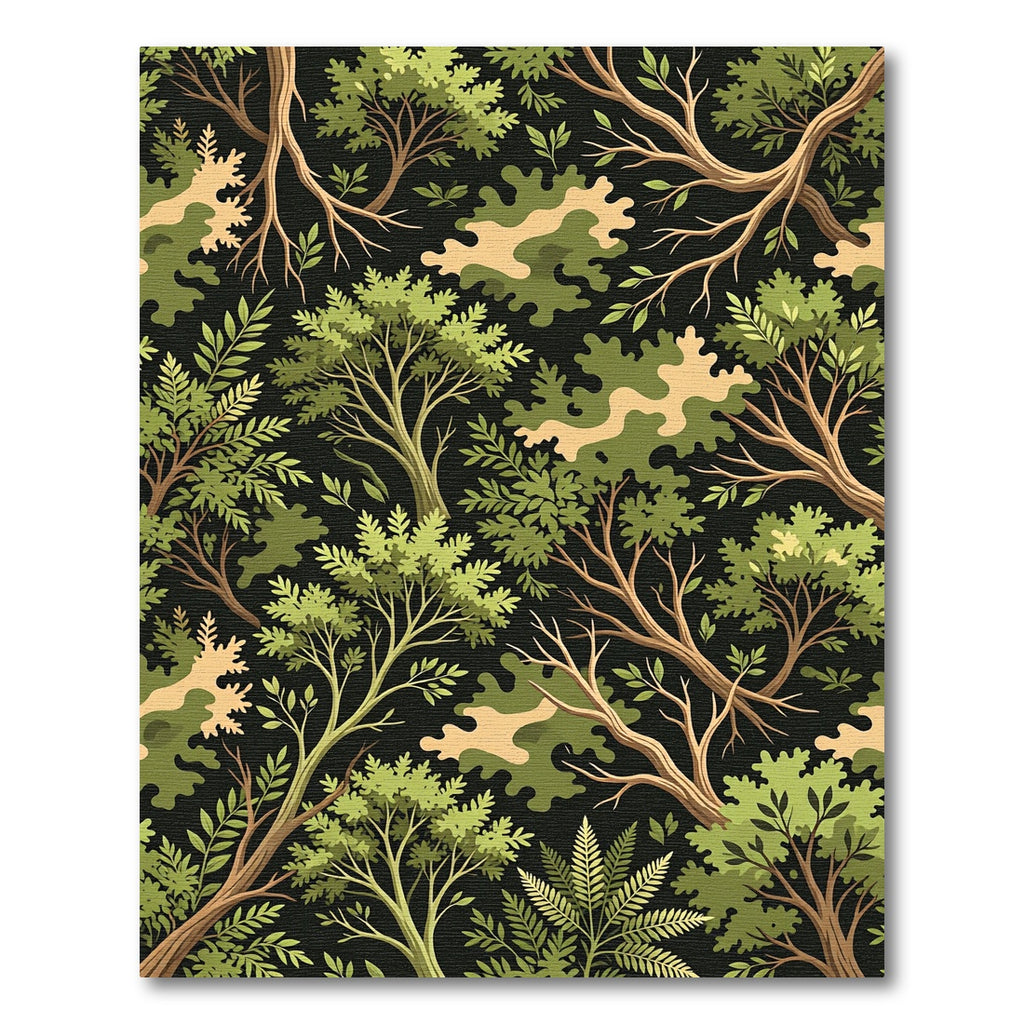Lush Woodland Forest Green Camo Foliage Rug