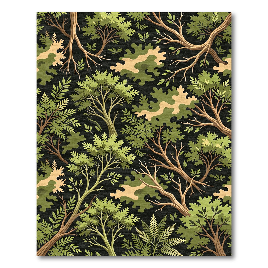 Lush Woodland Forest Green Camo Foliage Rug